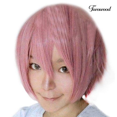 Twowood Fashion Pria Wig Pendek Cosplay Pesta Kostum Wig Lurus Penuh Wig Hadiah