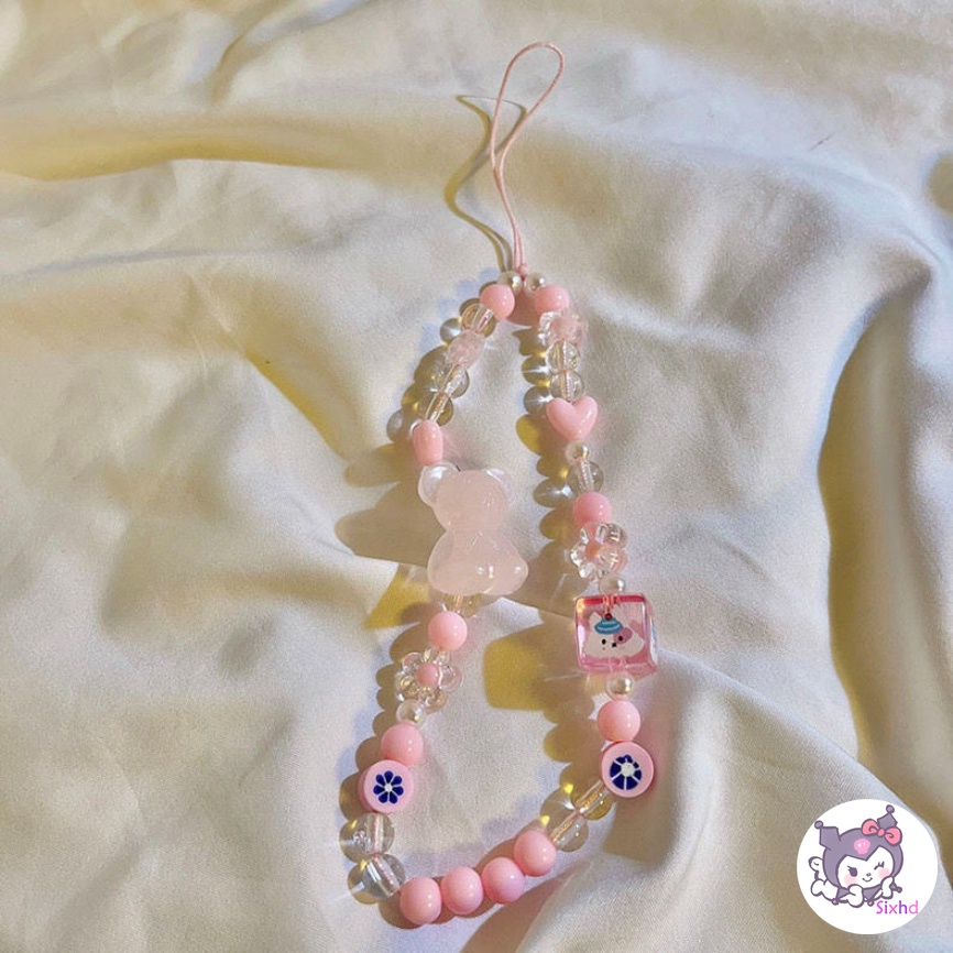 Kartun Boneka Telepon Lanyard Gelang Manik-Manik Universal Untuk iPhone Android Gaya Jepang Korea phone Case Liontin Dekorasi Aksesoris Telepon Serbaguna Pendant