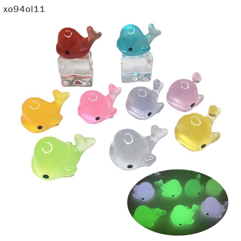 Xo 5Pcs Luminous Mini Resin Dolphin Dashboard Mobil Mainan Angka Dekorasi Taman Rumah OL