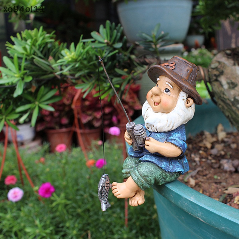 Xo Patung Resin Taman Gnome Mini Outdoor Gnome Ornamen Rumput Lucu Gnome OL