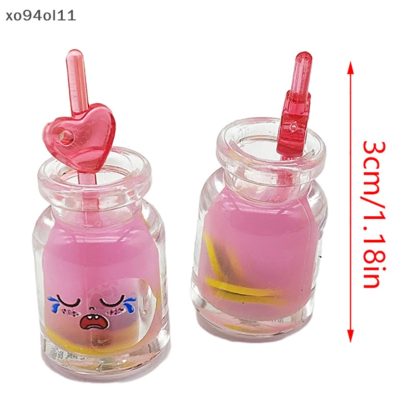 Xo 2Pcs Luminous Emoji Juice Cup Ornamen Mini Color Drink Cup Micro Landscape Dekorasi Rumah Boneka Miniatur Mainan OL