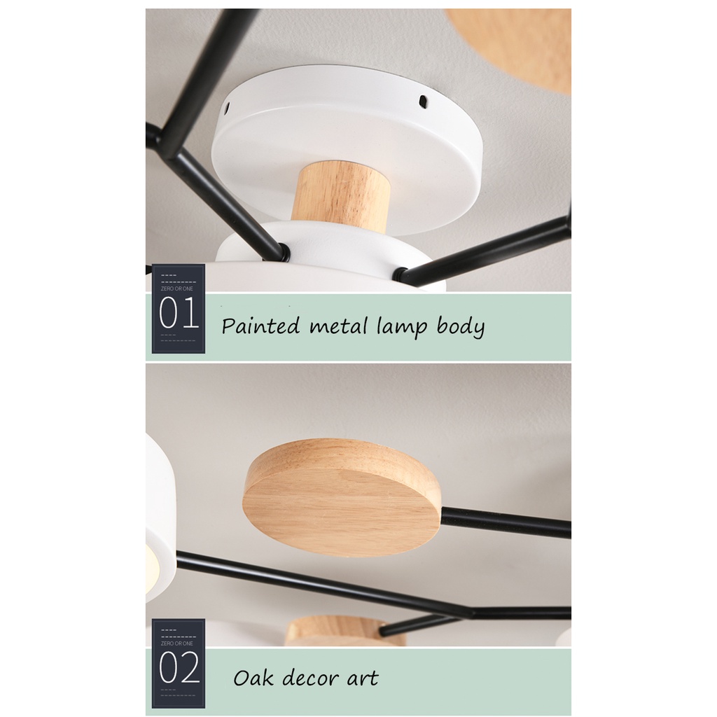 3 Warna Lampu Gantung LED Nordic Modern Minimalis Lampu Gantung Sederhana Lampu Langit-langit Gaya Ruang Tamu Dapur Lampu Gantung Putih Bola Kayu Lampu Gantung LED/Lampu Gantung Kamar