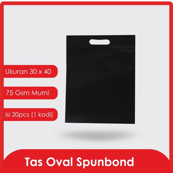 

[SC] GOODIE BAG SPUNBOND OVAL HITAM KODI 30X40 CM / TAS BELANJA MURAH