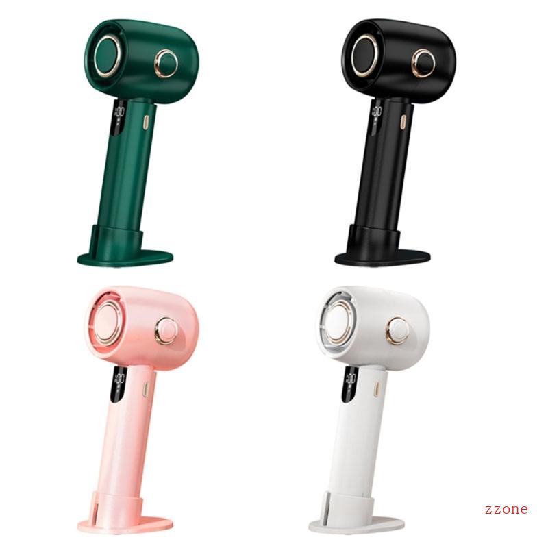 Zzz Kipas Angin Kecil Rechargeable Portable Hand-held Fan Digital Display Mini Travel Membaca Belanja Air Cooler 5speed Angin