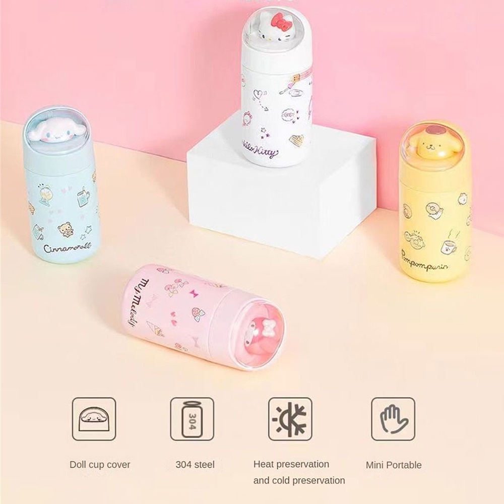 ღ 280ml Sanrio Mini Water Cup High-value Cute Insulation Cup Girly Heart Mini Portable Anti-fall Cup For Children Students Gift Home Tools