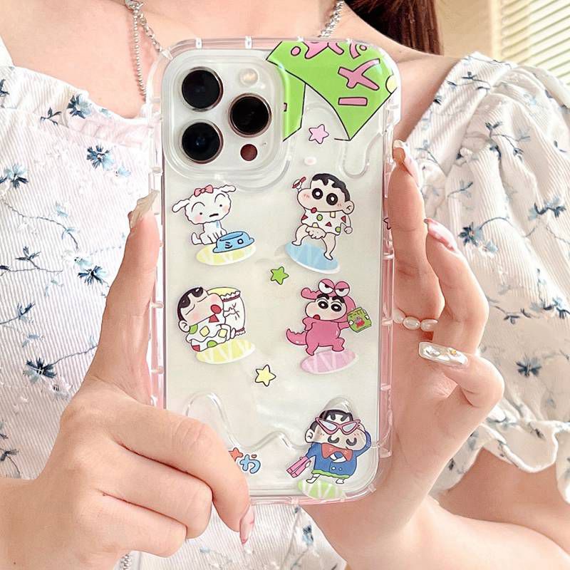 All New Cute Ice Cream Clear Soft Bumper Case for Apple iPhone XR XS Max 11 12 13 14 Pro Max 14 Plus Girl Woman's Fashion Pretty Phone Case Crayon Shin-chan