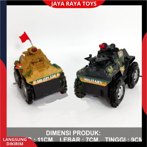 Mainan Anak Mobilan Baterai Tank Army Jungkir Balik Typing Tumbling Car Model Terbaru SNI