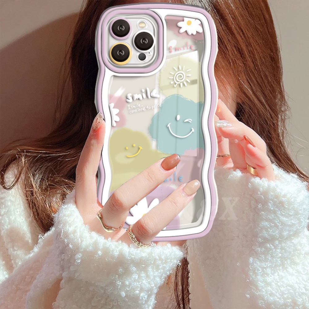 Redmi A2 A1 Redmi Note12 Pro Note11 Note11S Redmi10 10C 10A 9C 9A 9T Note10 Note9 Note8 Poco M5S M3 Pro X3 NFC INS Fresh Flower Rainbow Smiley Wavy Edge Soft Clear Case RIXUAN