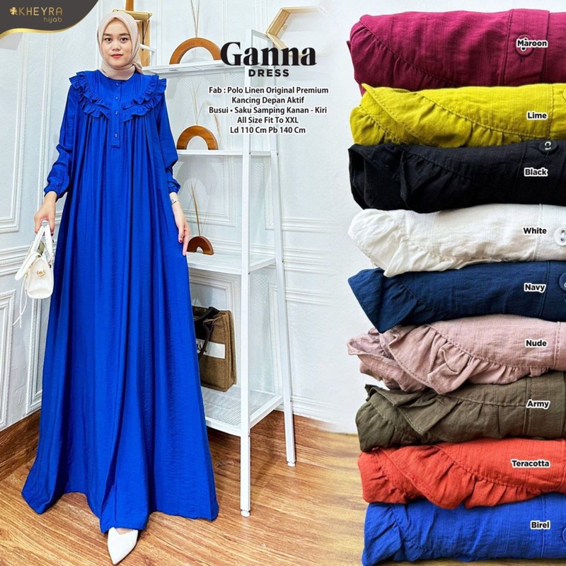 GANNA DRESS ORI KHEYRA | Ld110 Linen Premium