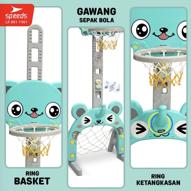 Basketball Stand 3in1 LX 001-M1501 | Mainan Tiang Basket dan Bola Anak