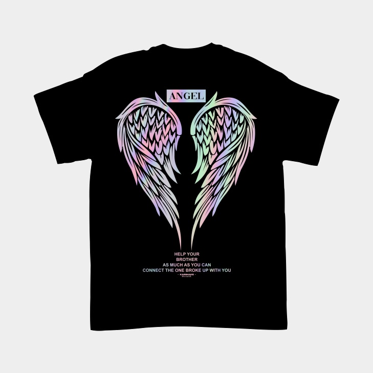 Kaos T Shirt Anak ANGEL WINGS HOLOGRAM STREETWEAR - KRMK3