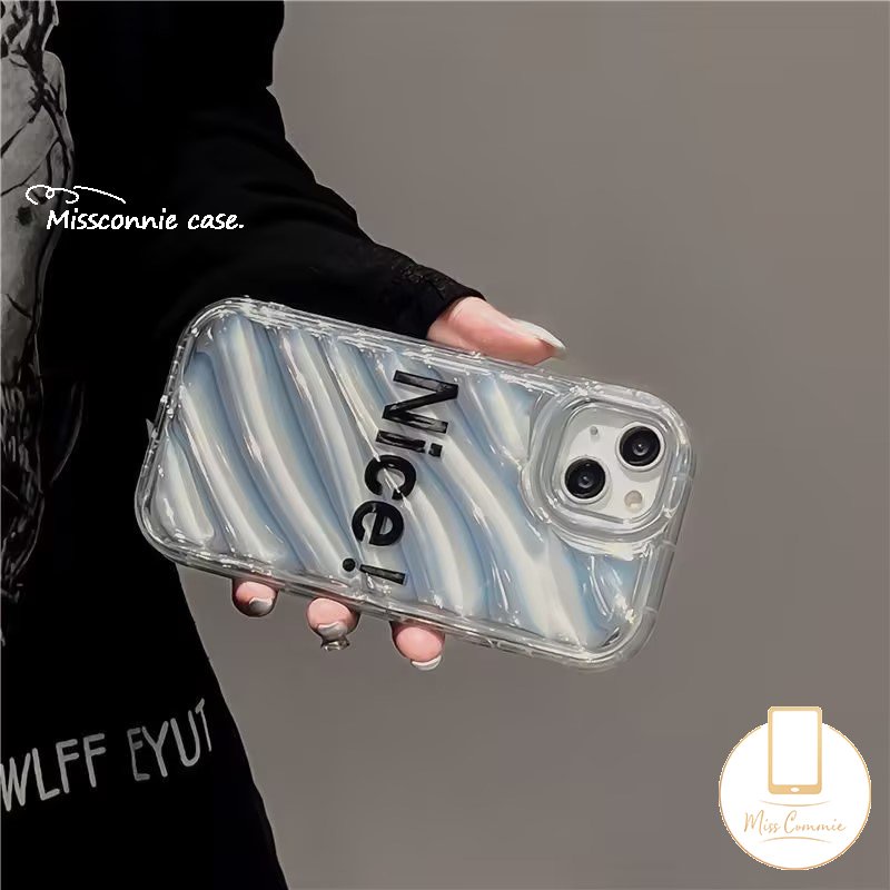 Casing Kartu Laser Alfabet Inggris Smiley Simple Mewah Kompatibel Untuk IPhone 7Plus 11 13 14 12 Pro MAX 6 6S 7 8 Plus XR X XS MAX 8Plus SE 2020lembut Tpu Bening 3D Bergelombang Melengkung Cover