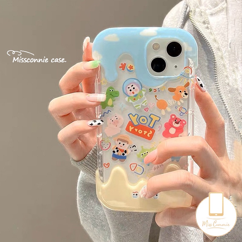 Kartun Lucu Tiga Anak Ayam Case Kompatibel Untuk IPhone XR 14 11 13 12 Pro Max 7Plus 8Plus X7 8 Plus XS Max 3D Ice Cream Shockproof Lembut Tpu Phone Cover
