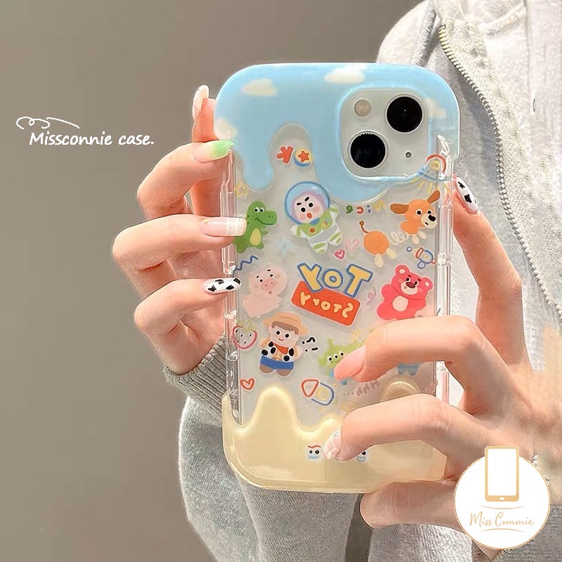 Kartun Toy Story Buzz Lightyear Case Kompatibel Untuk IPhone 7Plus 11 13 12 14 Pro Max XR 78 Plus X XS Max Beruang Strawberry Lucu Manyo Permen 3D Es Krim Lembut Tpu Cover