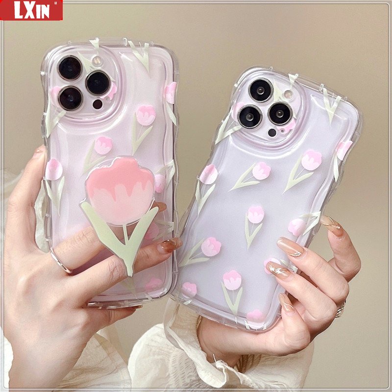 Casing Bunga OPPO A17 A15 A16 A16K A57 A78 A58 Reno 8T A54 A12 A5S A7 A94 A93 A3S A11k A53 A31 A52 A74 A95 A96 A92 A37 F9 A1K A76 A36 5F A9 Minimalis Tuli Wave Edge TPU Phone Sarung