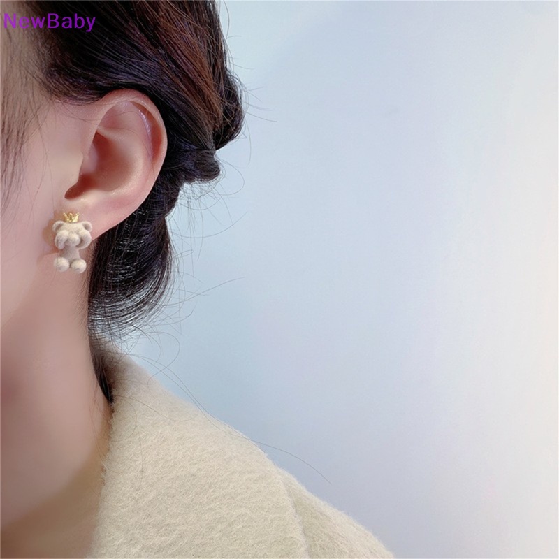 Newbaby Lucu Berkelompok Beruang Mewah Pejantan Anting-Anting Gadis Kawaii Hewan Anting Perhiasan Hadiah Pesta ID