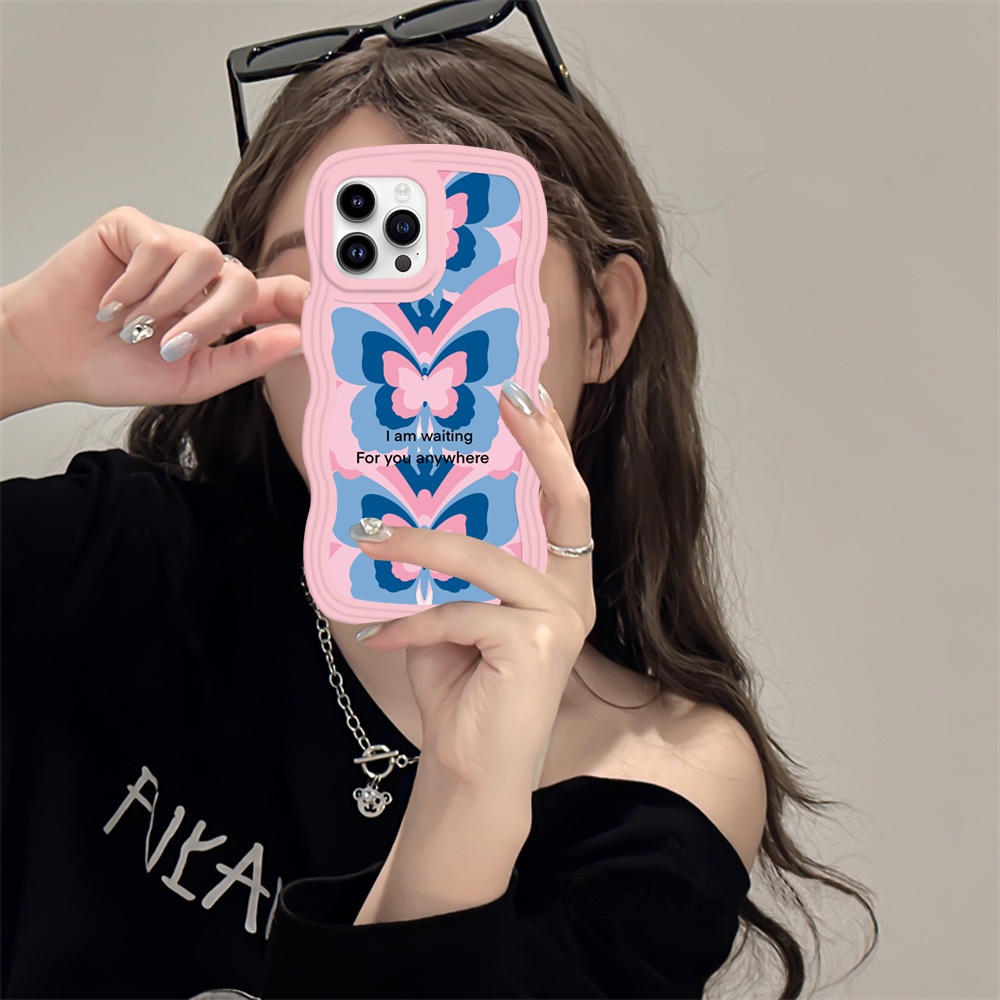 Redmi Note12 Redmi A1 A2 10 10C 10A 9A 9C 9T Note 11 11S 10 5G 10S 9 9S 8 Pro Xiaomi Poco M5S M3 X3 Pro NFC Warna-Warni Kupu Gelombang Tepi TPU Phone Case Binteacase