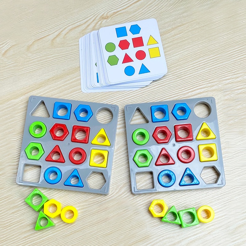 Mainan Interaktif Pencocokan Warna Bentuk Geometris Montessori Untuk 2layer Board Game Puzzle Belajar Mainan Edukasi