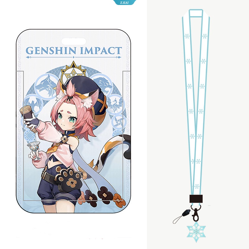 Genshin Impact Yae Miko Ganyu Kamisato Ayato Zhongli Kartun Anime Cute Student Meal Card Holder Kartu Bank Kartu Bus Keamanan Case [ZK]