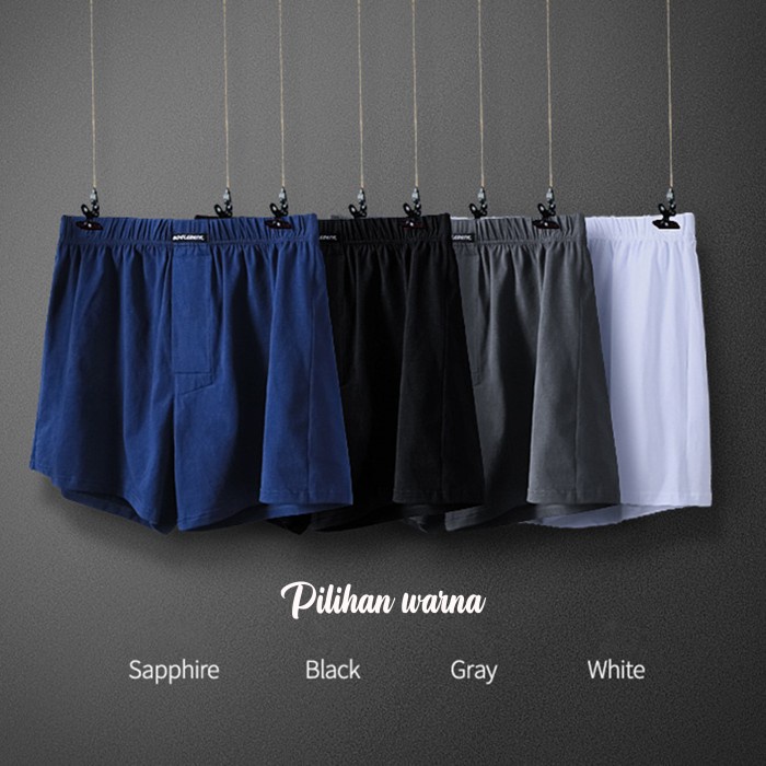Boxer Pria Celana Pendek Pria Santai Bahan Katun Celana Polos Import