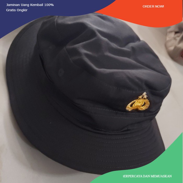 TOPI RIMBA JATAH POLRI HITAM DAN HIJAU - Cokelat, 56