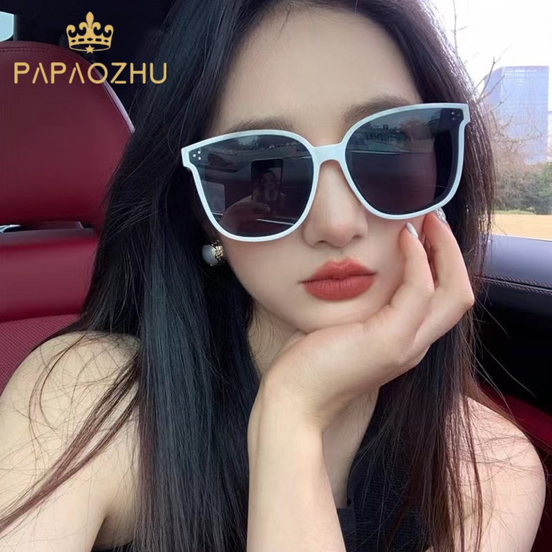 Papaozhu Ins Trendi Putih Oversized Kacamata Hitam Untuk Wanita Pria Elegan Perlindungan UV400 Besar Square Shades Liburan Outdoor Photograph Eyewear