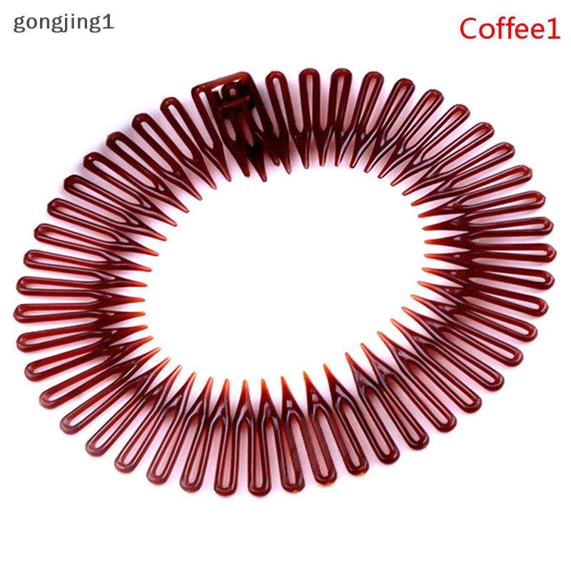 Ggg Wanita Plastik Lingkaran Penuh Stretch Diamond Flexible Sisir Gigi Bando Hair Band ID