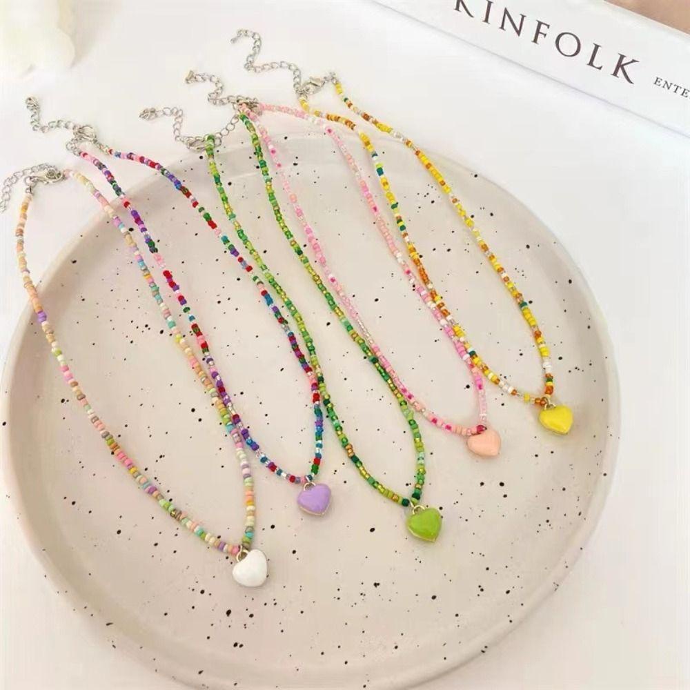 Mxbeauty Kalung Warna Permen Retro Y2K Manik Padi Gaya Korea Wanita Perhiasan Aksesoris Untuk Hadiah Perempuan