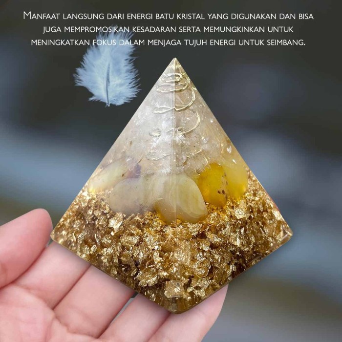 Orgonite Pyramid Brazil Citrine For Booster Luck BC177 - 7cm