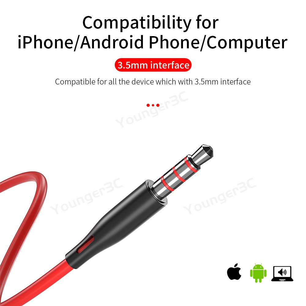 Metal 3.5MM Sleep Earphone In Ear HiFi Suara Bass Subwoofer Headset Kabel Kontrol Volume Earbud Bass Stereo Dengan Mikrofon