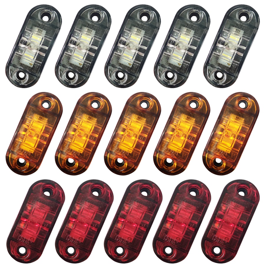 10pcs Lampu Peringatan LEDs Diode Light Trailer Truk Kuning Orange Putih Merah LED Side Marker Lamp 12V 24V