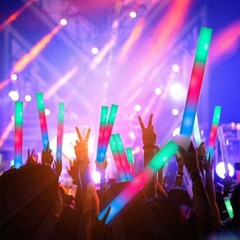 Led Foam Cheer Tube/Stik Lampu Kedip Ceria Pesta/Tiang Lampu Tongkat Spons Multicolor/Glow Sticks Warna Warni/Glow in the Dark Light Props Suasana Konser