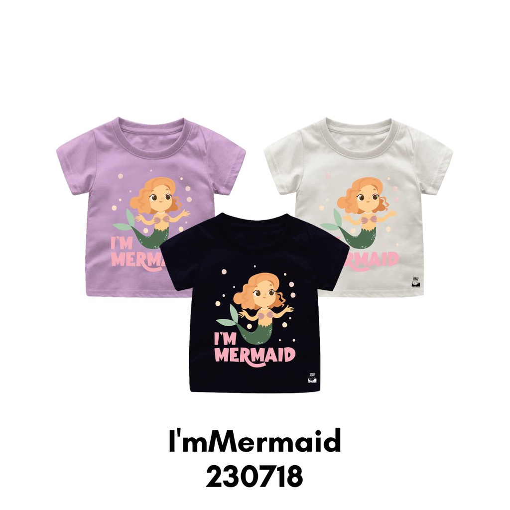 Baju Kaos Mermaid Series Size Bayi Dan Anak Bahan Katun Combed 30s