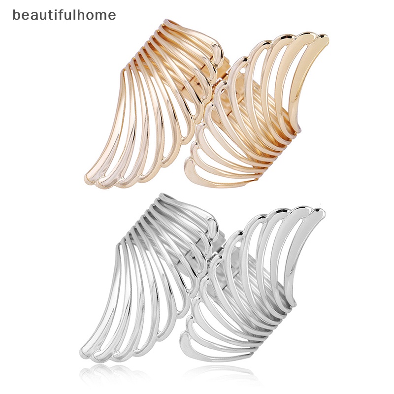 {beautifulhome} Tali Klip Gorden Free Punching Metal Light Surface Wings Pattern Buckle Gold.