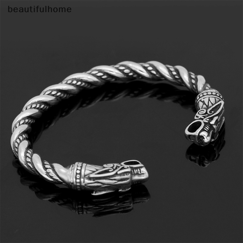 {beautifulhome} Perhiasan Gelang Naga Anti Karat Aksesoris Fashion Viking Gelang Pria.