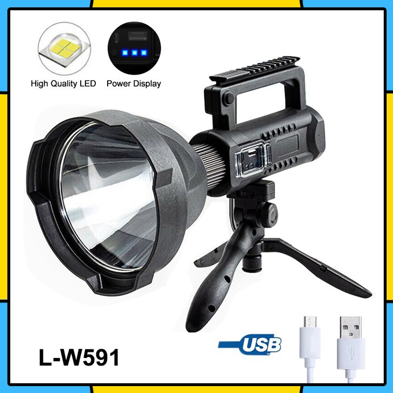 Senter Sorot Super Bright 8000 Lumens Big Lamp LED XHP50 USB Rechargeable Waterproof with Tripod