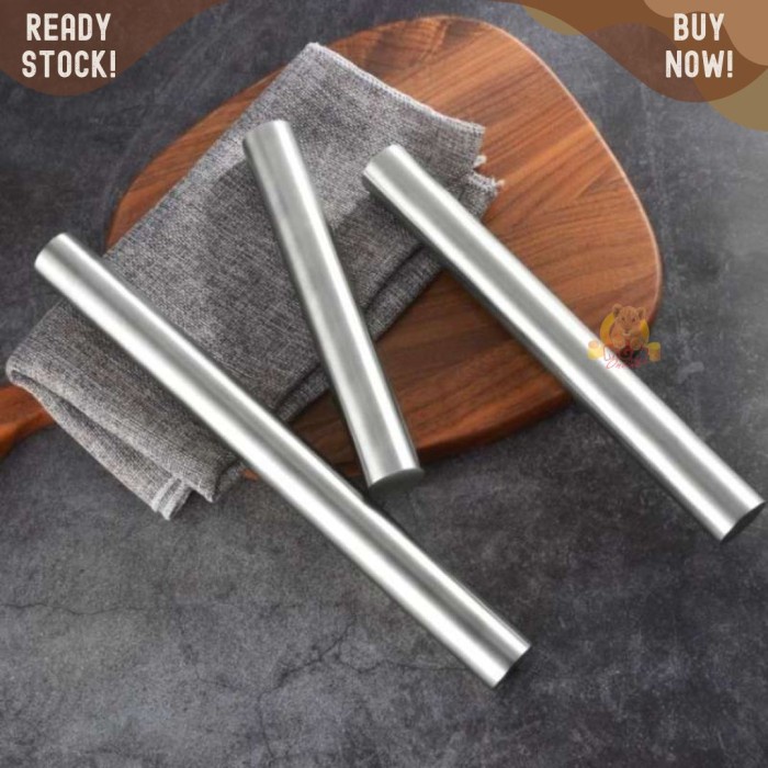 Gilingan adonan stainless Rolling pin Stainless ukuran 20CM