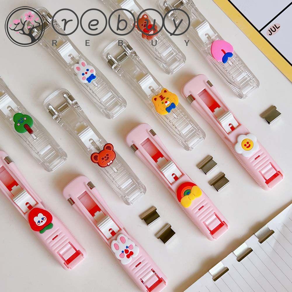Rebuy Push Clip Plastik Multifungsi Perlengkapan Desktop Alat Tulis Siswa Kertas Mengikat Klip Snack Sealing Klip Stapler Staple Remover