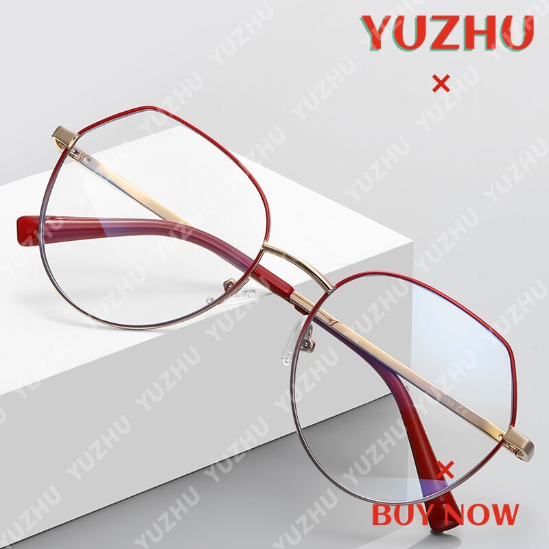 (YUZHU) Kacamata Progresif Cat Metal Optik Fashion Ultra Ringan Anti Blue Light Eyeglasses Untuk Wanita