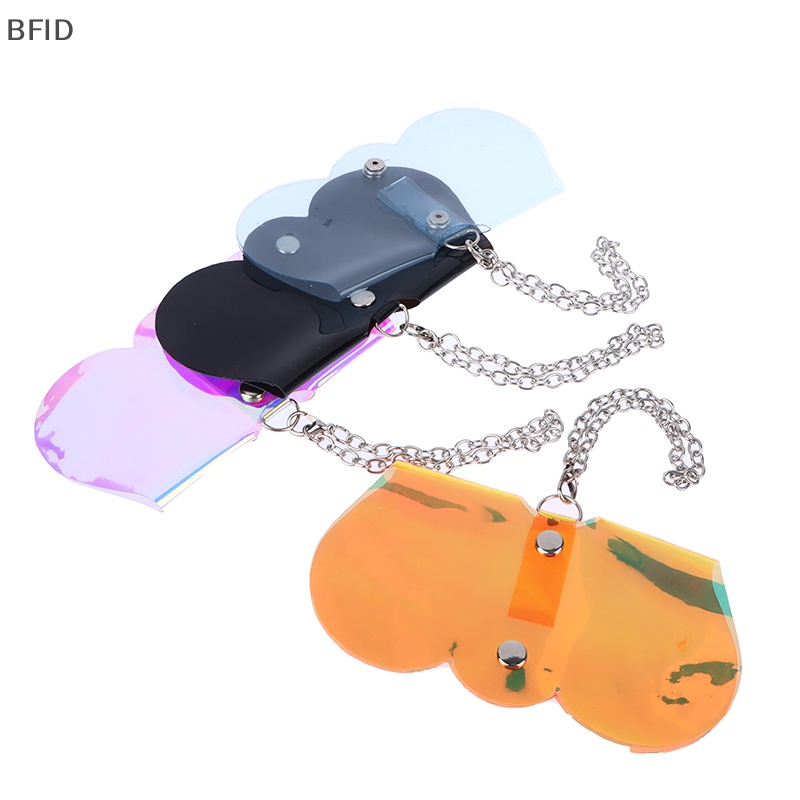 [BFID] 1pc Populer Lucu PVC Laser Kacamata Case Transparan Wanita Sunglasses Protection Cover Unik Rantai Logam Kacamata Tas [ID]