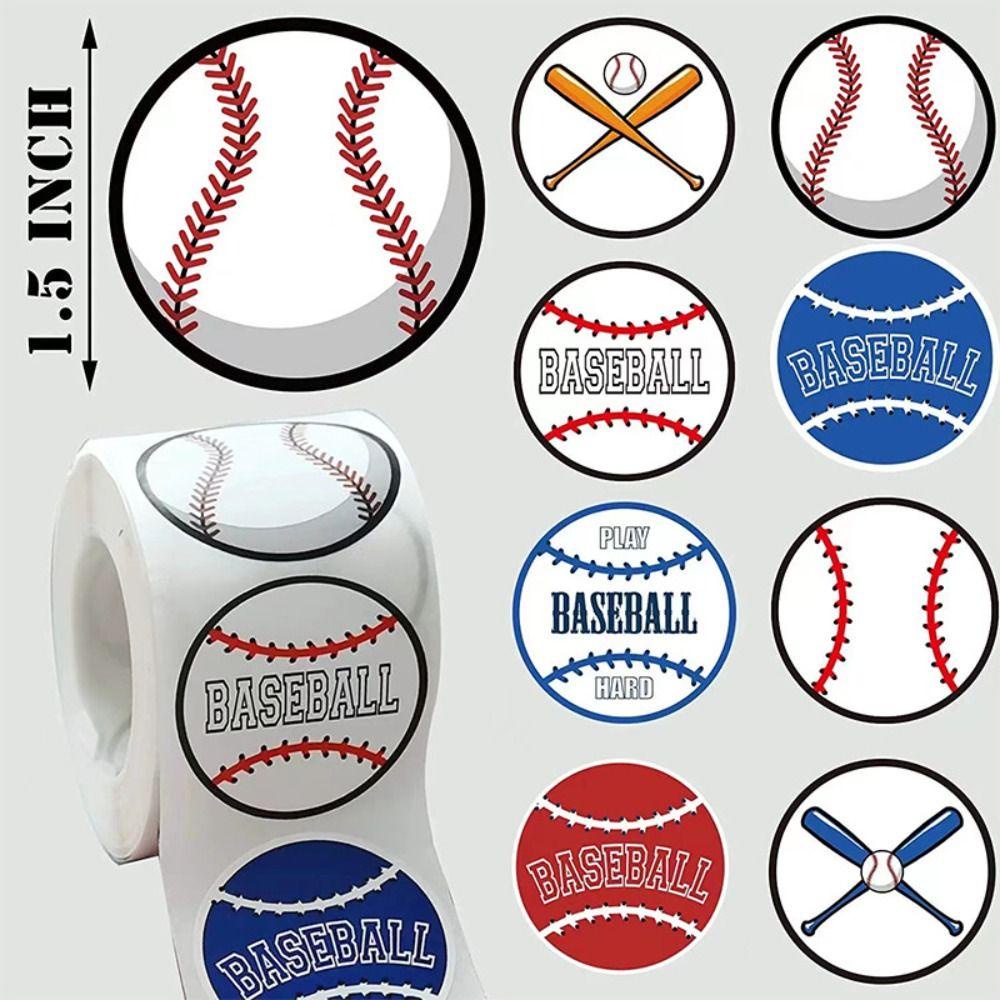 Populer Stiker Perlengkapan Pesta Baseball 1.5 Inch Perekat Diri Untuk DIY