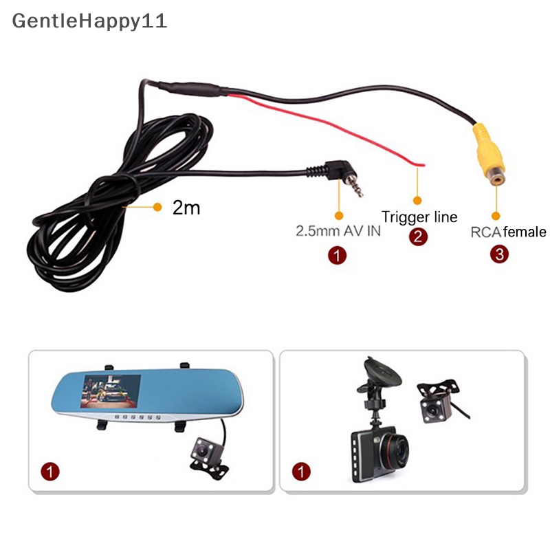 Gentlehappy 1Pc Kabel RCA Ke 2.5mm AV IN Converter Untuk Kamera Parkir Mundur Tampilan Belakang Mobil id