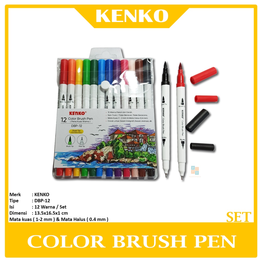 

KENKO - Dual Tip 12 Color Brush Pen DBP-12 - Set