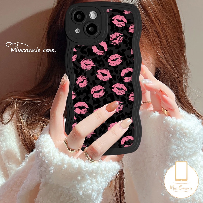 Graffiti Love Heart Wavy Edge Case Untuk Infinix Smart5 4 6 Plus Hot20 12i 10s 20s 9 10 11s 10Lite 8 12 Pro Hot 12 9 11 10 Play Note 10Pro 12 G96 Retro Leopard Lip Print Lembut Sarung