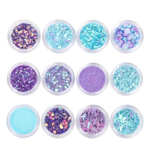 Glitter gliter sequin untuk nail art 1 box isi 12 pcs