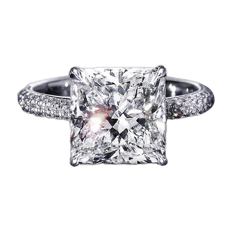 Luxury Princess Square Cubic Zircon Pernikahan Band Rings Untuk Wanita Desain Modern Pertunangan Fashion Perhiasan