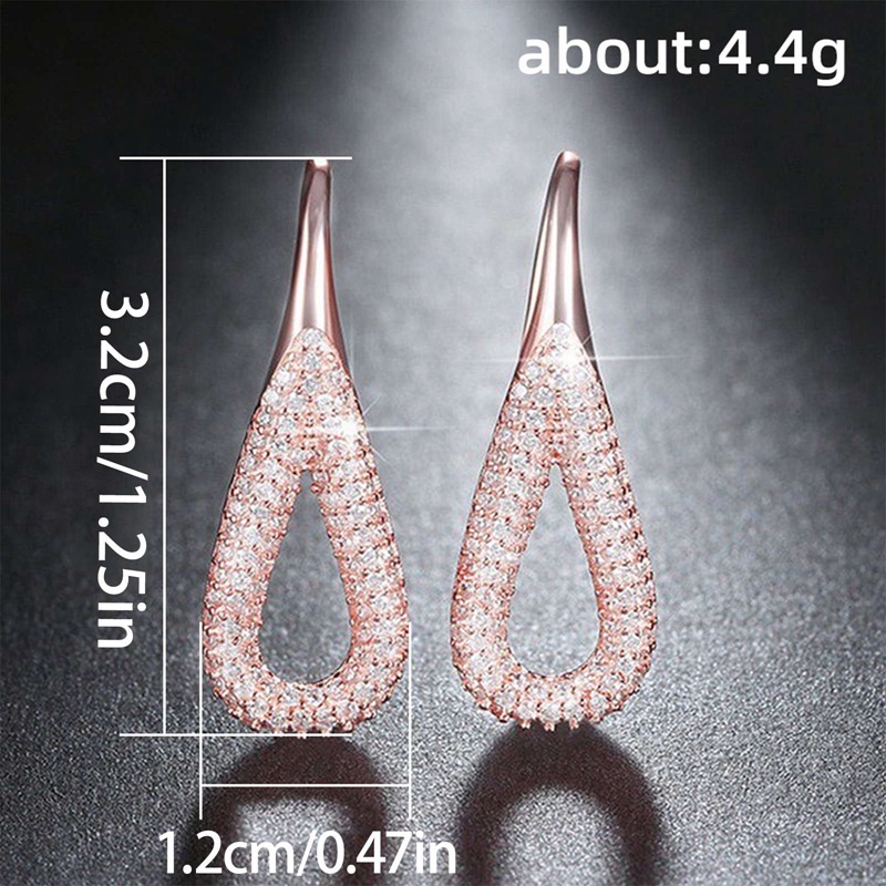 Fashion Mewah Tetesan Air Berbentuk Anting Kait Wanita Bling Bling Cubic Zirconia Halus Gadis Hadiah