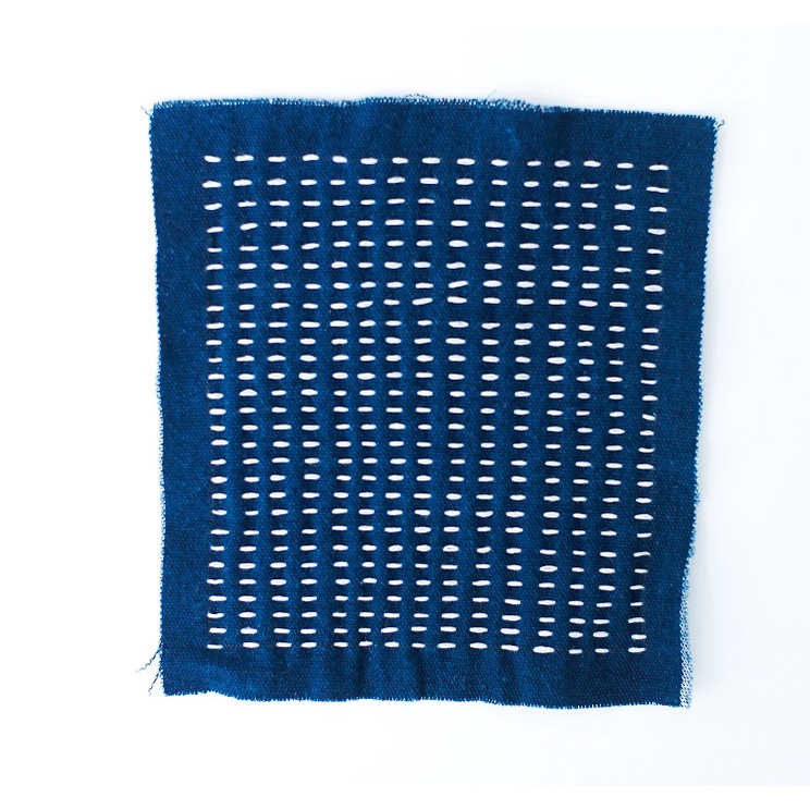 Bordir Patch Sashiko  Garis  Indigo 100% Handmadebisa pesan satuan