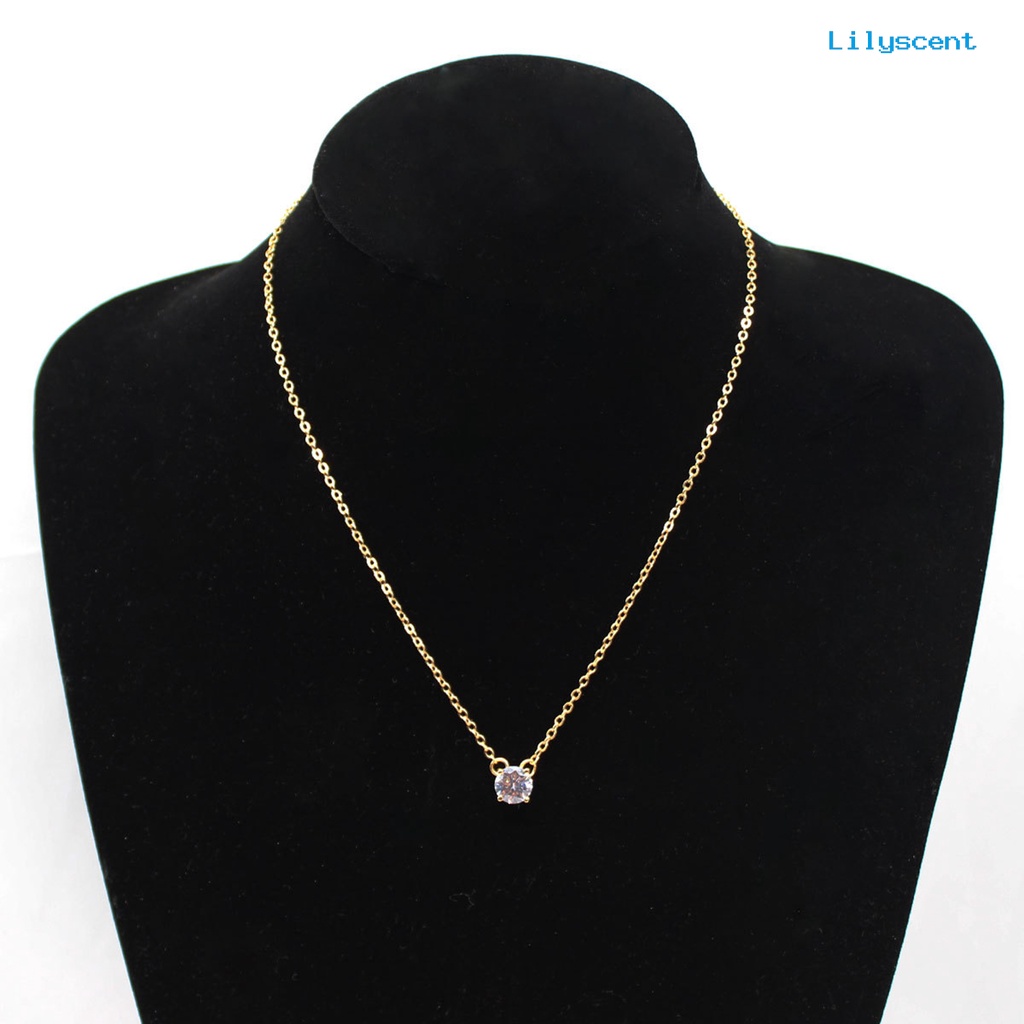 [LS]Fashion Kalung Cubic Zirconia Hias Rantai Tipis Wanita Perhiasan Kalung Simple Untuk Pesta