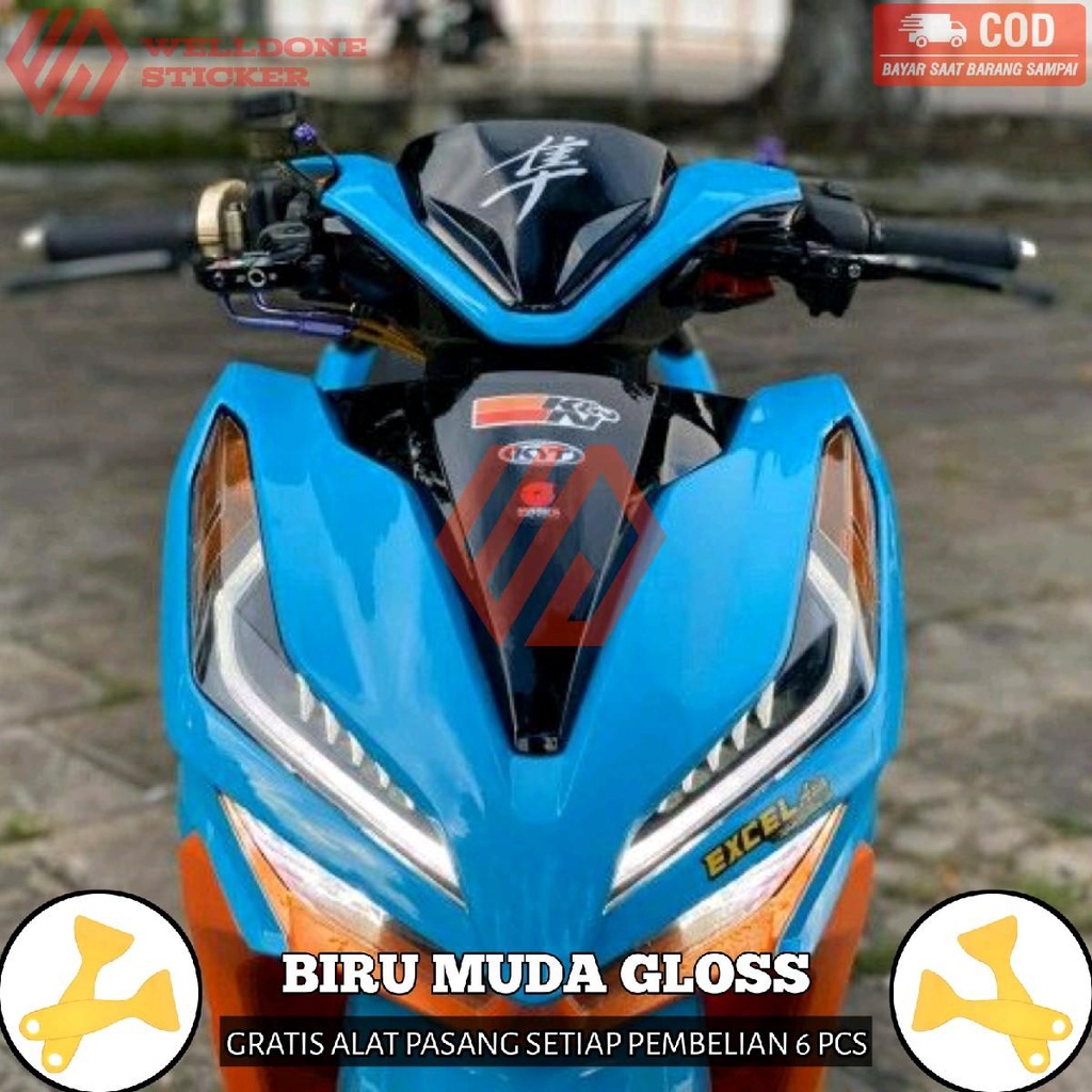 stiker motor skotlet motor/mobil warna biru muda glossy kualitas super premium SKOTLET MOTOR MOBIL K